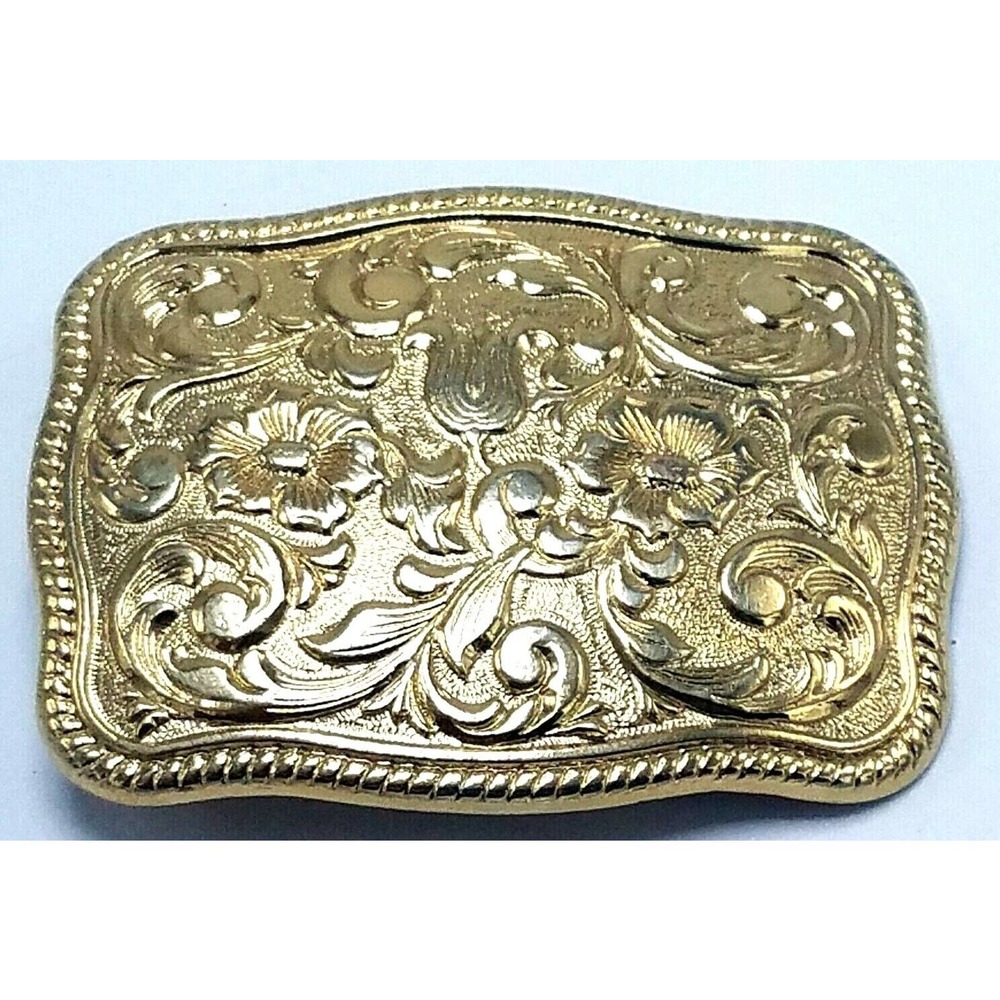 Vintage Western Flower Belt Buckle - Chambers Phoenix 24K Gold Plate VGC